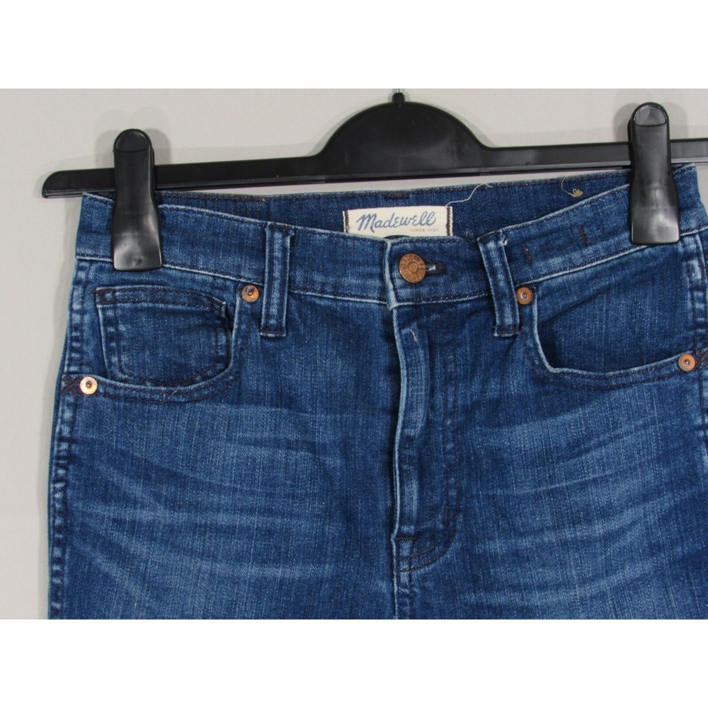 MADEWELL 10" High Rise SKINNY SKINNY Stretch Denim FRAYED HEM Blue Jeans Sz 26 - Picture 2 of 6